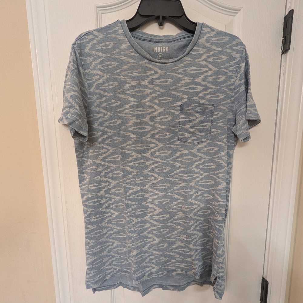 Indigo Classic Fit  Light Blue Patterned Men's Tee with Chest Pocket